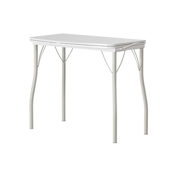 Imagem de Mesa Dobrável Tampo Branco Tubos Prata 216 Carraro