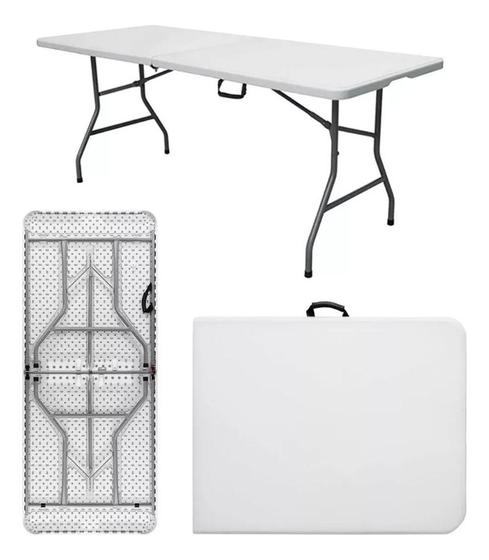 Mesa Dobravel Tipo Maleta 1,80 com Alça Menor preço em Mesa Dobravel Tipo Maleta 1,80 com Alça
