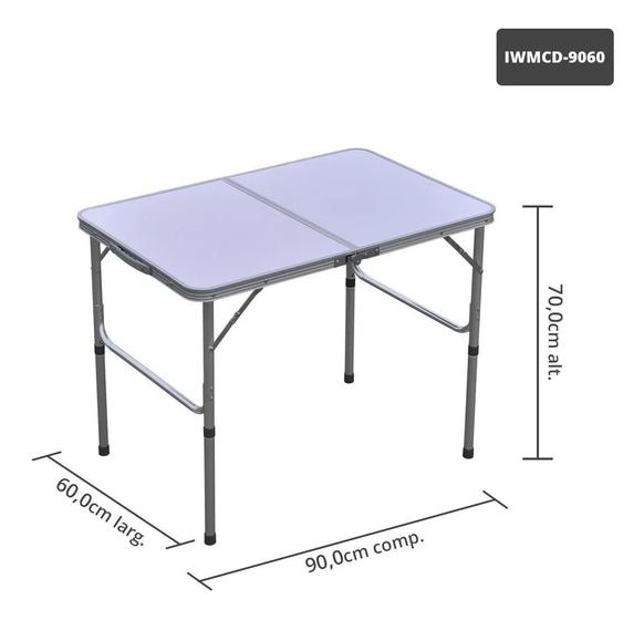 Mesa Dobrável Vira Maleta Camping Área Externa 4 Lugares Altura Ajustável Importway Outros 9173