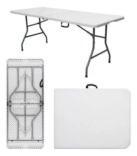 Mesa Dobrável Vira Maleta Com Alça 1,80 Cor Branco Menor preço em Mesa Dobrável Vira Maleta Com Alça 1,80 Cor Branco