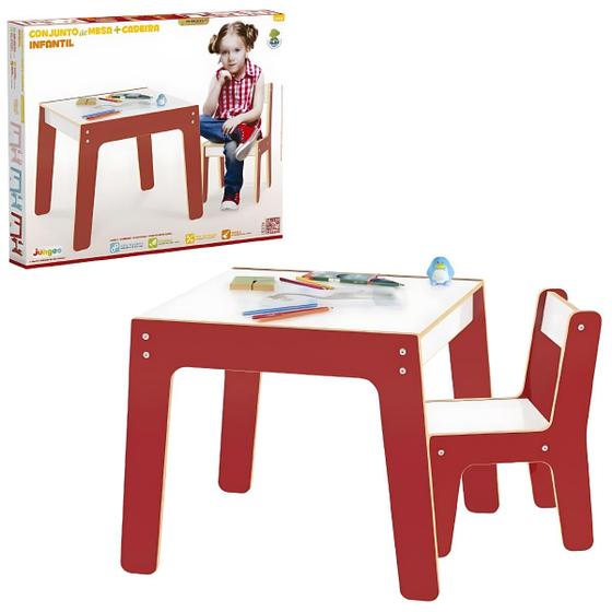 Imagem de Mesa e Cadeira Infantil de Madeira MDF Seguro e Resistente Ideal para Lazer e Estudo