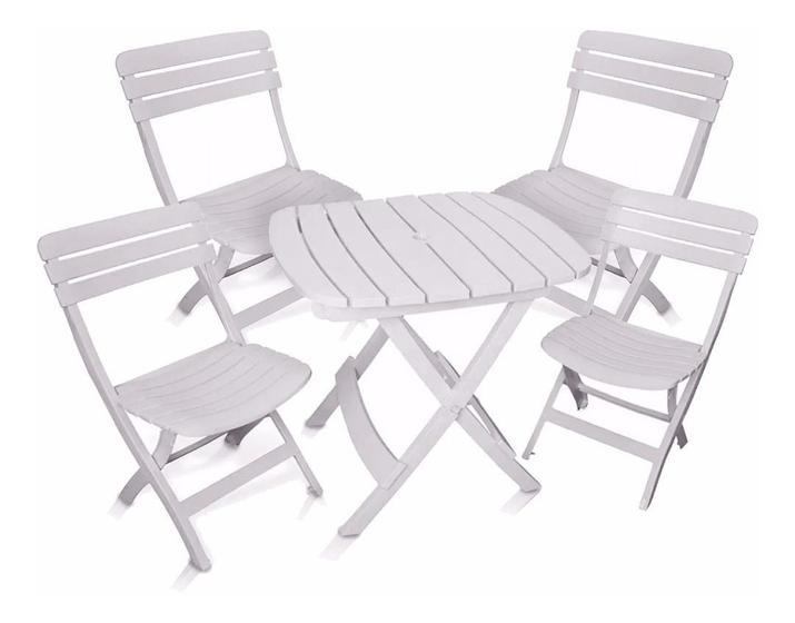 Imagem de Mesa E Cadeiras Conjunto Branco Jardim Bar Piscina Pronta