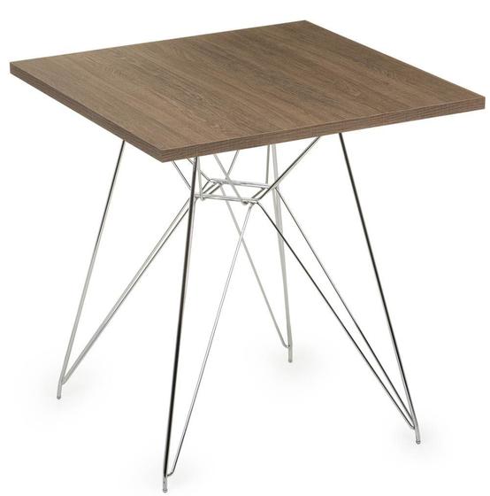 Imagem de Mesa Eames 60 cm Tampo Quadrado Imbuia Base Torre Cromada - 28732