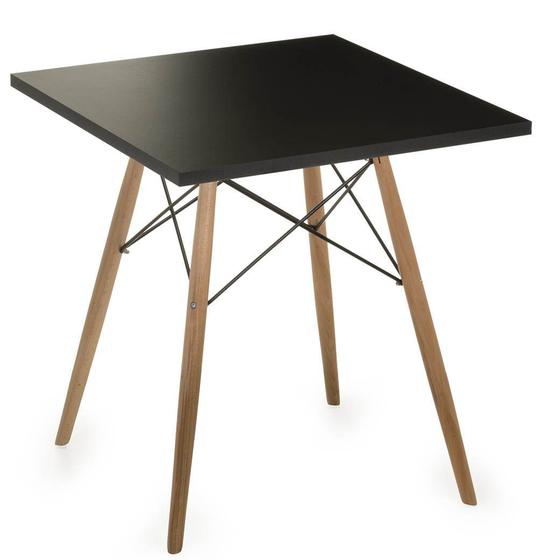 Imagem de Mesa Eames 70 cm Tampo Quadrado Preto Base Madeira Clara - 28718