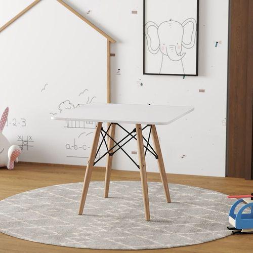 Imagem de Mesa Eames Eiffel Infantil Madeira Tampo 68cm Quadrado Branco