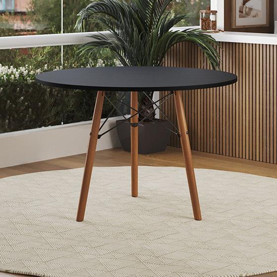 Imagem de Mesa Eames Eiffel Redonda Isabella Tampo Mdp 80cm 3 Pés em Madeira Preto - Casa Prime