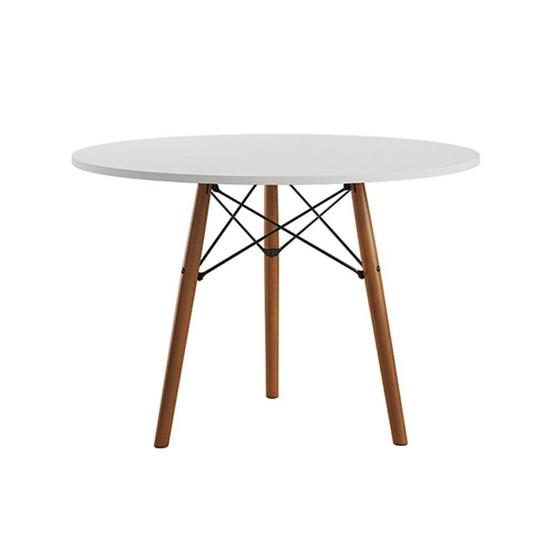 Imagem de Mesa Eames Eiffel Tampo Redondo Isabella Mdp 80cm 3 Pés em Madeira Branco