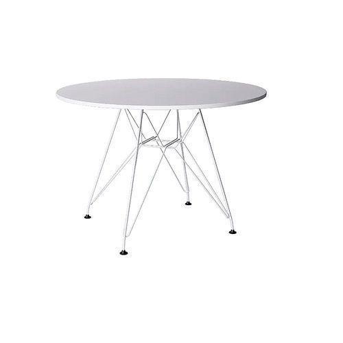 Imagem de Mesa Eames Ferro Branco Tampo Redondo Madeira Branco 90cm