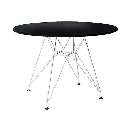 Imagem de Mesa Eames Ferro Branco Tampo Redondo Madeira Preto 110cm