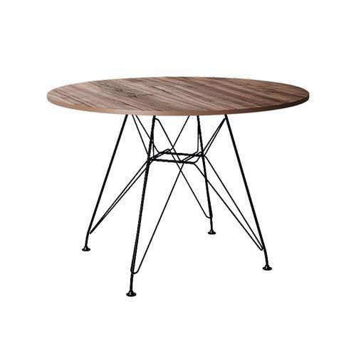 Imagem de Mesa eames ferro preto tampo de madeira Amêndoa 90cm