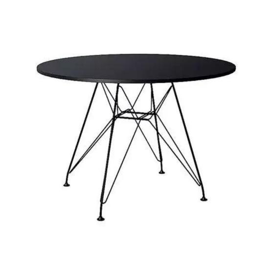 Imagem de Mesa Eames Ferro Preto Tampo Redondo Madeira Preto 110cm