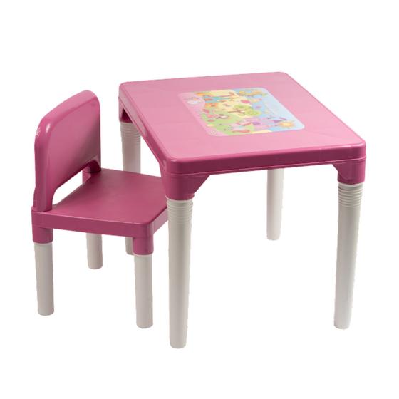 Imagem de Mesa Educativa Infantil C/ Cadeira Para Crianças Rosa Meninas Styll