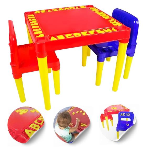 Imagem de Mesa Educativa Infantil Colorida com 2 Cadeiras Tritec