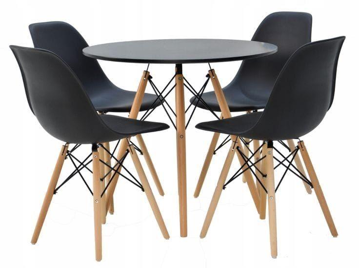 Imagem de Mesa Eiffel MDF TX Preto 90cm e 4 Cadeiras Eiffel Eames Preto