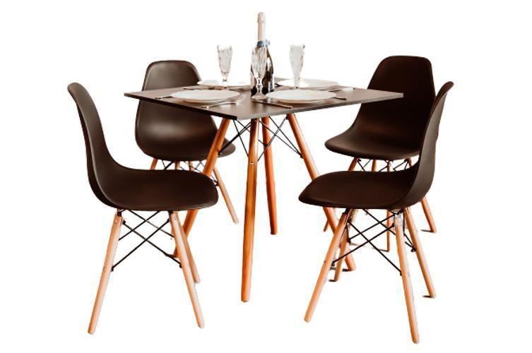 Imagem de Mesa Eiffel Quadrada 80X80Cm + 04 Cadeiras Eiffel Preta
