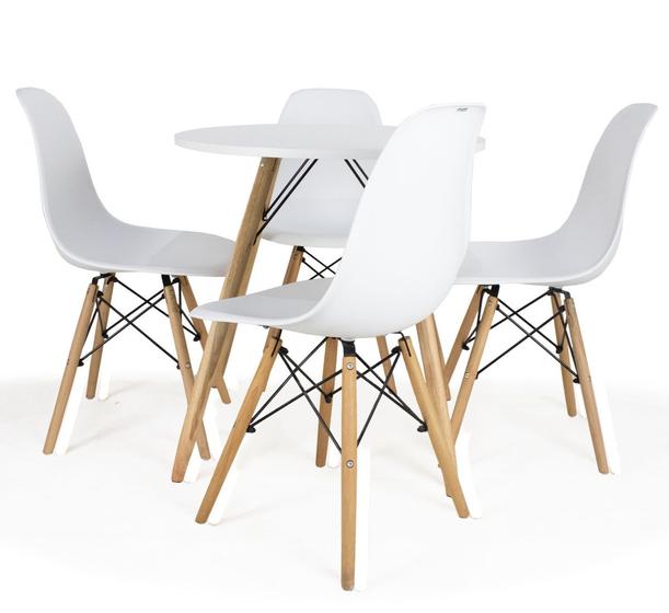 Imagem de Mesa Eiffel Redonda 70 Cm MDF + 4 Cadeira Eames Eiffel