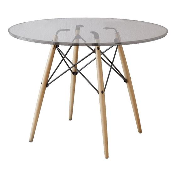 Imagem de Mesa Eiffel Wood Tampo de Vidro 110cm 