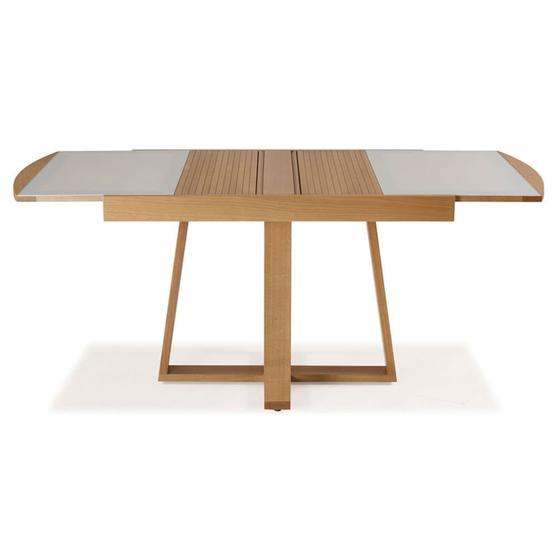 Imagem de Mesa Elastica Jequia com Tampo de Vidro Fendi Base Madeira cor Amendoa 1,22 MT (LARG) - 50365