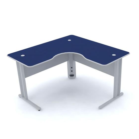 Imagem de Mesa em l p/ escritório 130x130 pandin maxxi - azul/cinza