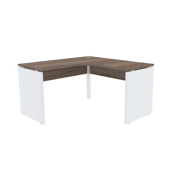 Imagem de Mesa em l p/ escritório 155x155 pandin p25 - walnut/branco