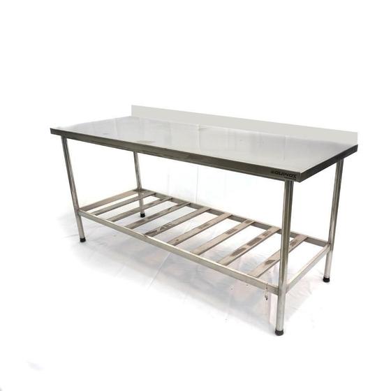 Imagem de Mesa equinox tampo liso espelho inferior grade 140x70 inox eco metal frantz