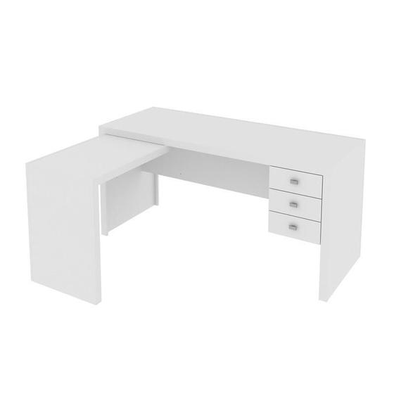 Imagem de Mesa Escritório de Canto com 3 Gavetas ME4106 Branco - Tecnomobili