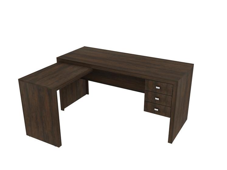 Imagem de Mesa Escritório de Canto com 3 Gavetas ME4106 Rustico - Tecnomobili