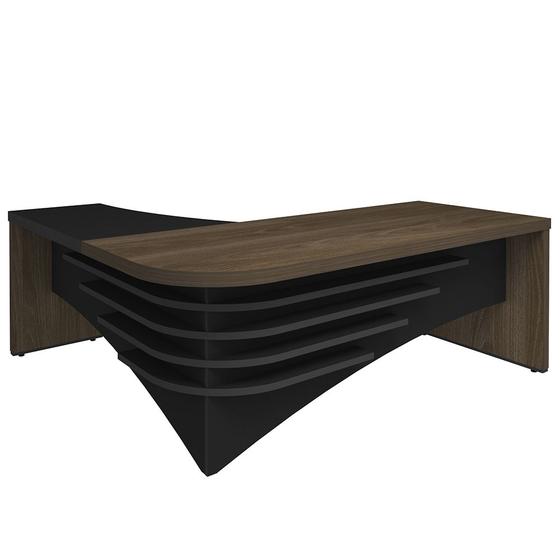 Imagem de Mesa Escritório Home Office Diretor Em L Atria Executiva LD 200x180cm A02 Preto - Lyam Decor