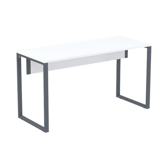 Imagem de Mesa Escritório P25 TUB Pandin 120 cm (larg) Tampo MDP Branco Pé Aço Tubular Grafito