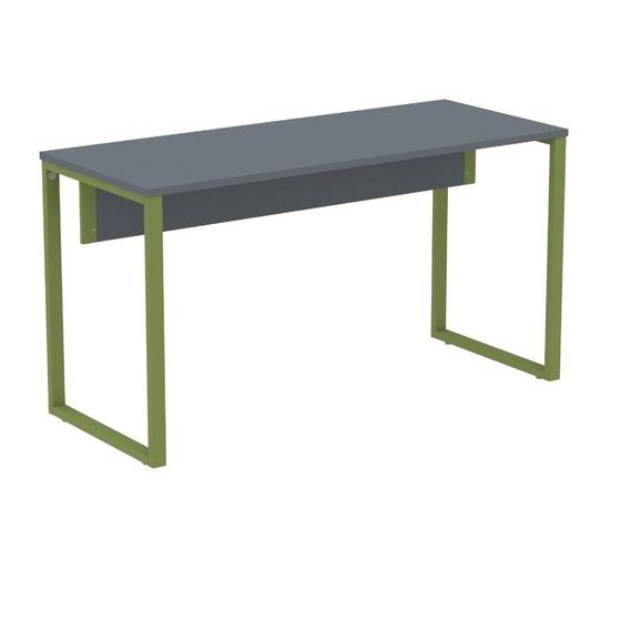 Imagem de Mesa Escritório P25 TUB Pandin 150 cm (Larg) Tampo MDP Grafito Pé Aço Tubular Verde Mirô