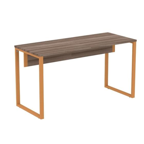 Imagem de Mesa Escritório P25 TUB Pandin 150 cm (Larg) Tampo MDP Walnut Pé Aço Tubular Laranja