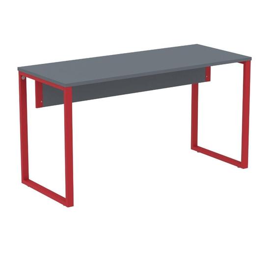 Imagem de Mesa Escritório P25 TUB Pandin 170 cm (Larg) x 70 cm Prof Tampo MDP Grafito Pé Aço Tubular Vermelho