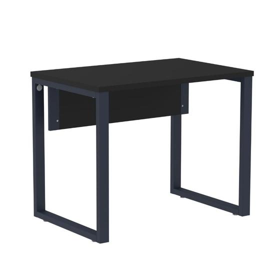 Imagem de Mesa Escritório P25 TUB Pandin 90 cm (Larg) Tampo MDP Preto Pé Aço Tubular Azul Del Rey