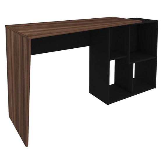 Imagem de Mesa Escrivaninha 2 Em 1 Com Nichos Arbo A06 Ipê/preto - Mpozenato