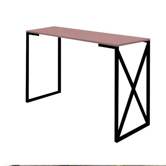 Imagem de Mesa Escrivaninha 90cm Bex Home Office Industrial Consultório Ferro Preto MDF Rose - Ahazzo Móveis