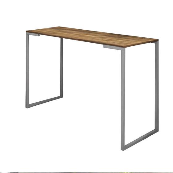 Imagem de Mesa Escrivaninha 90cm Stan Home Office Industrial Consultório Ferro Cinza MDF Castanho - Ahz Móveis