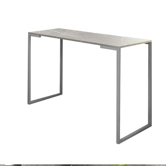 Imagem de Mesa Escrivaninha 90cm Stan Home Office Industrial Consultório Ferro Cinza MDF Marmorizado Cinza - Ahz Móveis