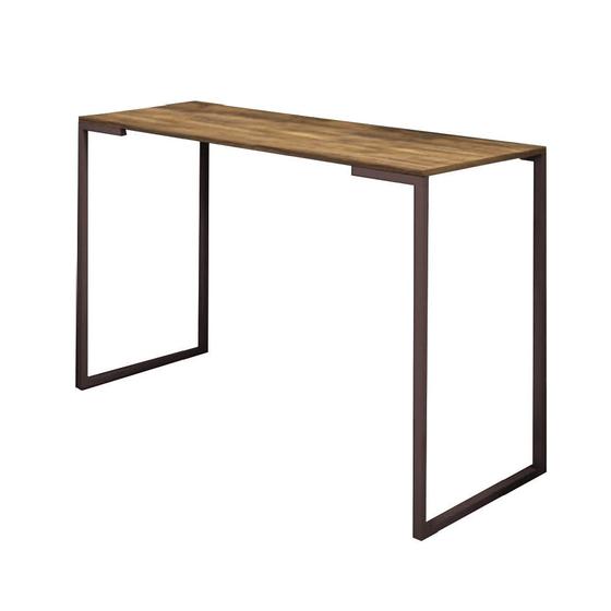 Imagem de Mesa Escrivaninha 90cm Stan Home Office Industrial Consultório Ferro Marrom MDF Carvalho - Ahazzo Móveis