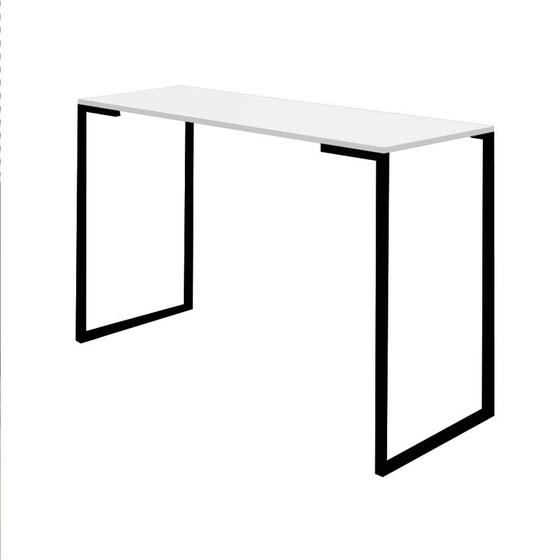 Imagem de Mesa Escrivaninha 90cm Stan Home Office Industrial Consultório Ferro Preto MDF Off White - Ahz Móveis