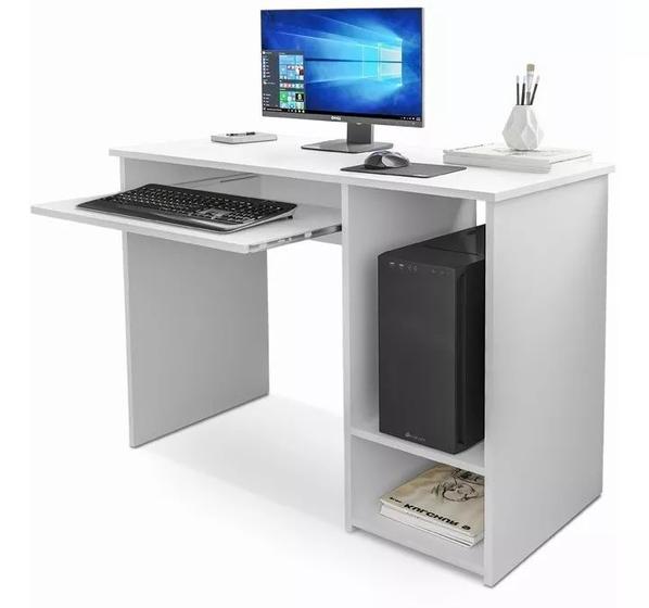 Imagem de Mesa Escrivaninha Branca para Notebook Computador Com Espaço Cpu Suporte Para Teclado Ig