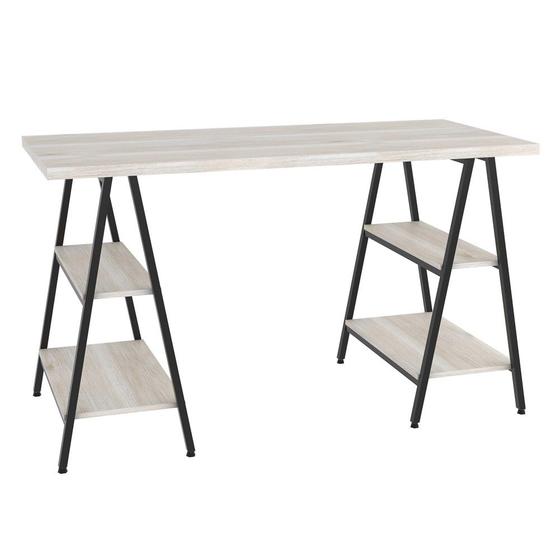 Imagem de Mesa Escrivaninha Cavalete 135cm Estilo Industrial Prisma C08 Snow/Preto - Mpozenato