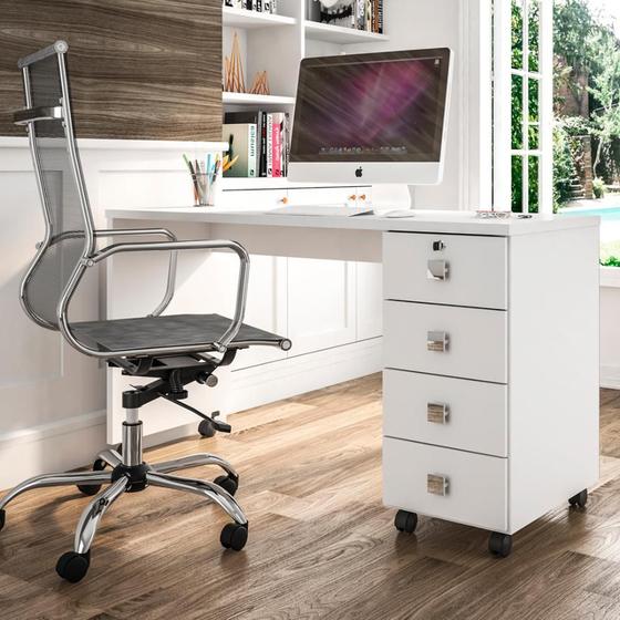 Mesa Escrivaninha Computador Dubai 4 Gavetas Branco Menor preço em Mesa Escrivaninha Computador Dubai 4 Gavetas Branco