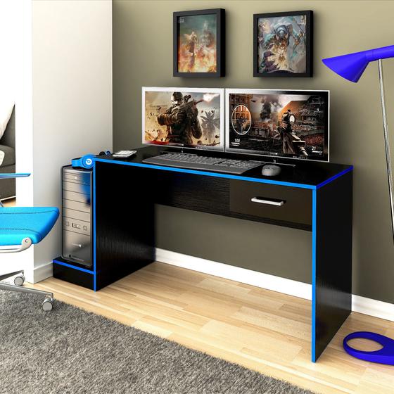 Imagem de Mesa Escrivaninha Computador Pc Gamer Preto Azul