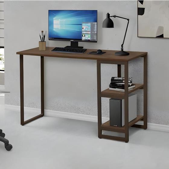 Imagem de Mesa Escrivaninha de Computador Com 2 Prateleiras Home Office e Estudo Aço