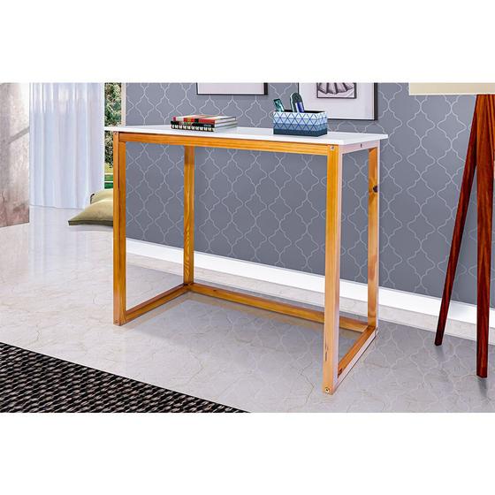Mesa Escrivaninha de Madeira Vitoria Tampo Branco Menor preço em Mesa Escrivaninha de Madeira Vitoria Tampo Branco