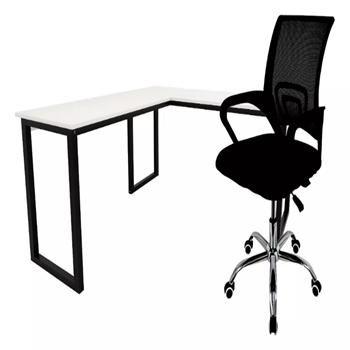 Imagem de Mesa Escrivaninha Em L Branca  150 Cadeira Diretor Escritório Home