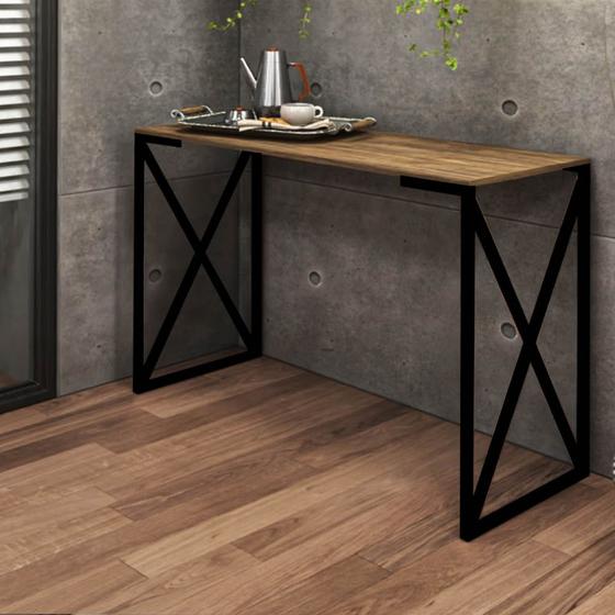 Mesa Escrivaninha Escritório e Home Office X Zurik X Industrial Ferro Preto Tampo MDF Carvalho - Ahazzo Móveis Menor preço em Mesa Escrivaninha Escritório e Home Office X Zurik X Industrial Ferro Preto Tampo MDF Carvalho - Ahazzo Móveis