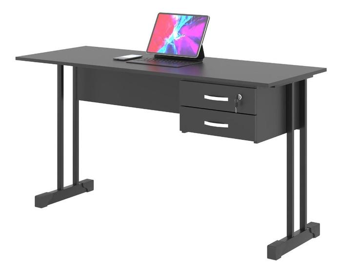 Imagem de Mesa Escrivaninha Home Office 2 Gavetas pés aço Ethos 100 Cm