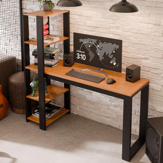 Mesa Escrivaninha Home Office Paris Com Prateleira De Madeira Para Escritório E Pc Menor preço em Mesa Escrivaninha Home Office Paris Com Prateleira De Madeira Para Escritório E Pc