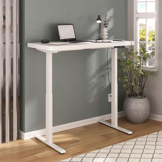 Imagem de Mesa Escrivaninha Home Office Premium com Regulagem de Altura Branco - Artany Móveis